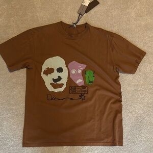 Dior Brown Short Sleeve Tee with Graphic Design
